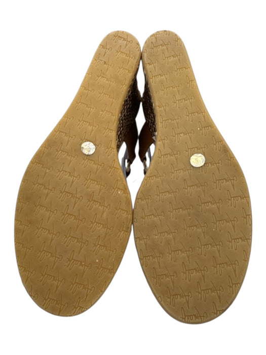 Amalfi Shoe Size 7 Tan & Gold Leather Rope Base Metallic Thread Wedge Sandals Tan & Gold / 7
