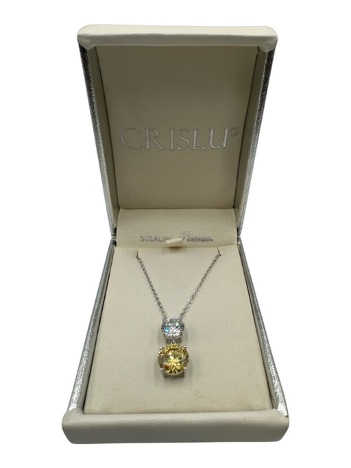 Crislu Silver & Yellow Sterling Silver Chain Quartz 2 Stones Pendant Necklace Silver & Yellow