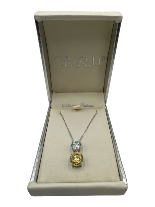 Crislu Silver & Yellow Sterling Silver Chain Quartz 2 Stones Pendant Necklace Silver & Yellow