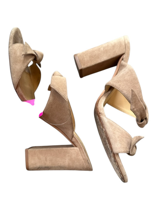 Alexandre Birman Shoe Size 38 Taupe Suede Knot Two Straps Block Heel Sandals Taupe / 38