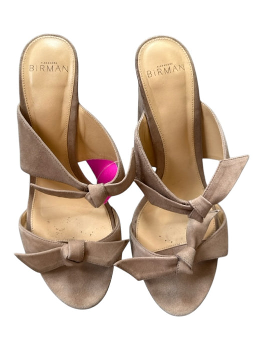 Alexandre Birman Shoe Size 38 Taupe Suede Knot Two Straps Block Heel Sandals Taupe / 38