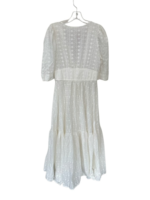 Ave Rara Size One Size White Eyelet Puff Sleeve Half Button Maxi Dress White / One Size