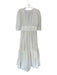 Ave Rara Size One Size White Eyelet Puff Sleeve Half Button Maxi Dress White / One Size