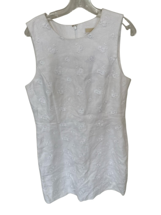 Michael Kors Size 10 Cream Polyester Embroidered Floral Knee length Dress Cream / 10