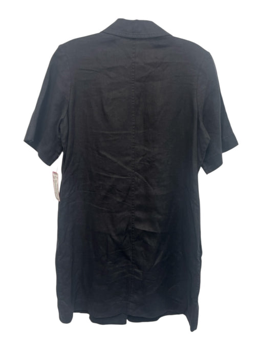 Everlane Size XS Black Linen Short Sleeve Breast Pockets Buttons Mini Dress Black / XS