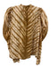 Ulla Johnson Size 2 Brown & Beige Cotton Long puff sleeve Tie Dye Split Neck Top Brown & Beige / 2
