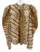 Ulla Johnson Size 2 Brown & Beige Cotton Long puff sleeve Tie Dye Split Neck Top Brown & Beige / 2