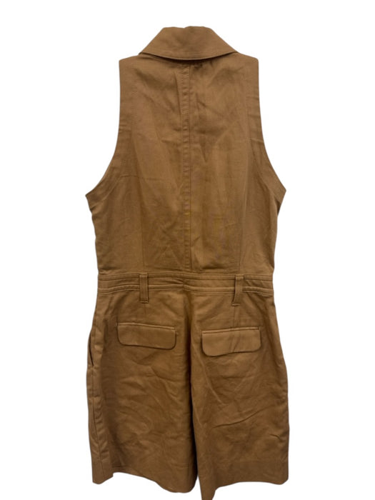 Banana Republic Size 2 Brown Cotton & Linen Sleeveless pleats Collar Romper Brown / 2
