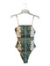 Diarrablu Size Medium Beige & Teal Nylon Blend Adjustable Strap Swimsuit Beige & Teal / Medium