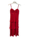 Lulus Size Small Red Polyester Adjustable straps Back Zip pleats Tiered Dress Red / Small