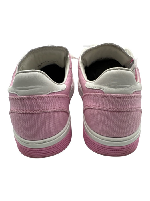 Chanel Shoe Size 36 White & Pink Leather & Canvas Lace Up Color Block Sneakers White & Pink / 36