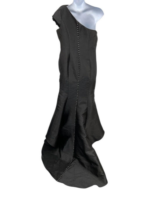 Alexander by Daymor Size 14 Black Polyester One Shoulder Tiered Gown Black / 14