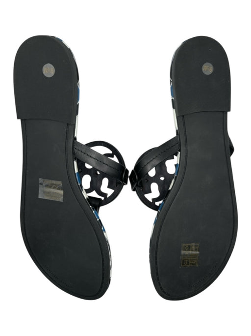Tory Burch Shoe Size 9.5 Black & Blue Vegan Leather Mosaic Flip Flop Sandals Black & Blue / 9.5