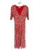 Boden Size 6 Red & White Viscose Blend Plunge Neck Abstract Rouched Waist Dress Red & White / 6