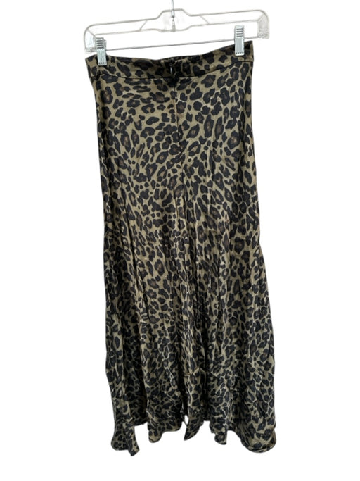 Zara Size S Beige & Black Viscose Cheetah Pleated Maxi Skirt Beige & Black / S