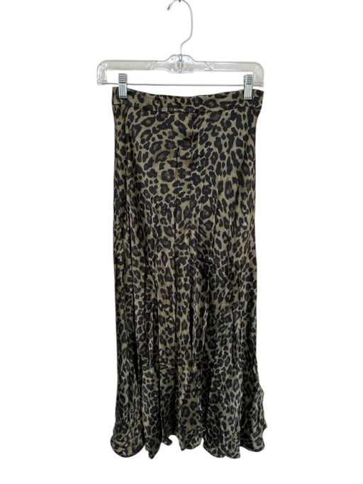 Zara Size S Beige & Black Viscose Cheetah Pleated Maxi Skirt Beige & Black / S