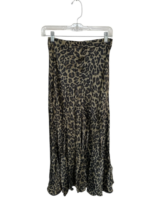 Zara Size S Beige & Black Viscose Cheetah Pleated Maxi Skirt Beige & Black / S