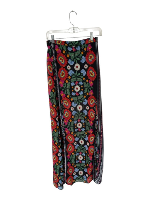 Show Me Your Mumu Size S Black & Multi Polyester Side Slits Floral Maxi Skirt Black & Multi / S