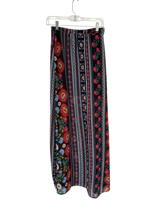 Show Me Your Mumu Size S Black & Multi Polyester Side Slits Floral Maxi Skirt Black & Multi / S