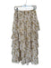 Entro Size M Cream & Yellow Polyester Tiered Floral Maxi Skirt Cream & Yellow / M