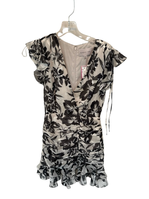 Adelyn Rae Size XS Black & White Polyester Flutter Sleeves Botanical Dress Black & White / XS