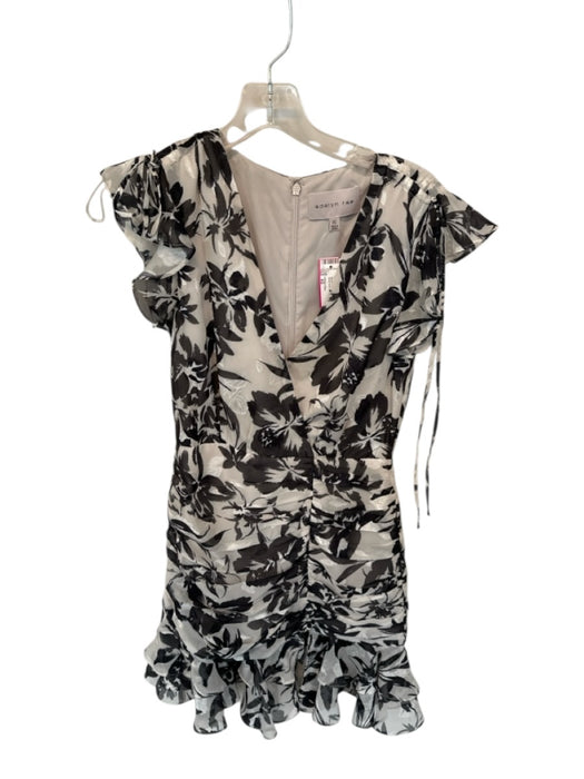 Adelyn Rae Size XS Black & White Polyester Flutter Sleeves Botanical Dress Black & White / XS