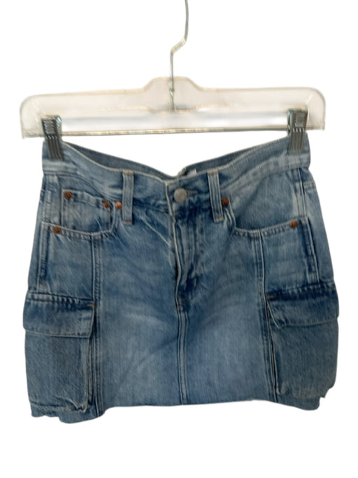 Pistola Size 24 Med Light Wash Cotton Blend High Waist Cargo Pockets Denim Skirt Med Light Wash / 24