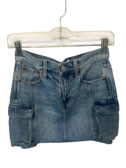 Pistola Size 24 Med Light Wash Cotton Blend High Waist Cargo Pockets Denim Skirt Med Light Wash / 24