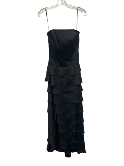 Alfred Sung Size 6 Black Polyester Sleeveless Tiered Sheer Back Zip Gown Black / 6