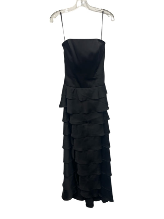 Alfred Sung Size 6 Black Polyester Sleeveless Tiered Sheer Back Zip Gown Black / 6