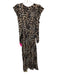 Farm Rio Size XXS Brown & Black Viscose Leopard Print Long Sleeve V Neck Dress Brown & Black / XXS
