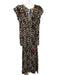 Farm Rio Size XXS Brown & Black Viscose Leopard Print Long Sleeve V Neck Dress Brown & Black / XXS