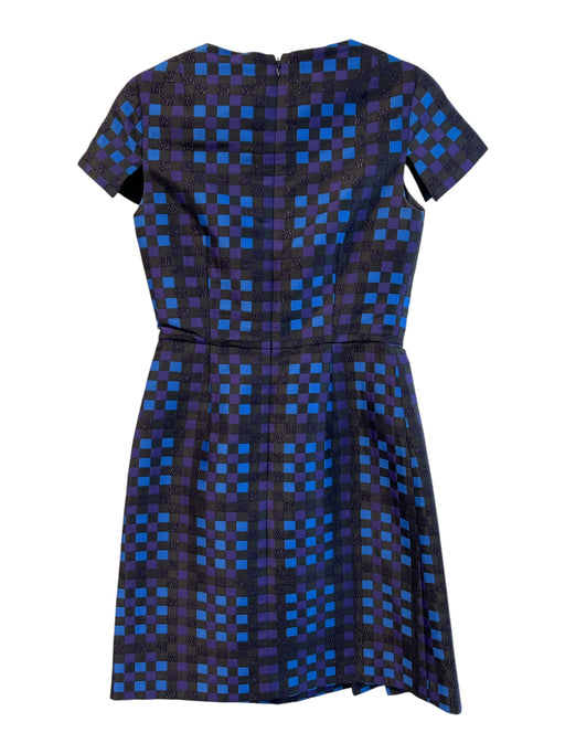 Shoshanna Size 0 Navy & Aqua Polyester Blend Round Neck Cap Sleeve Dress Navy & Aqua / 0