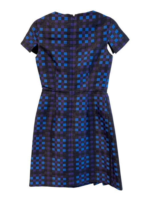 Shoshanna Size 0 Navy & Aqua Polyester Blend Round Neck Cap Sleeve Dress Navy & Aqua / 0