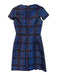 Shoshanna Size 0 Navy & Aqua Polyester Blend Round Neck Cap Sleeve Dress Navy & Aqua / 0