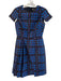 Shoshanna Size 0 Navy & Aqua Polyester Blend Round Neck Cap Sleeve Dress Navy & Aqua / 0