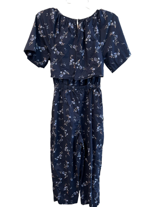 Rebecca Taylor Size 0 Navy Cotton Round Neck Short Sleeve Open Back Jumpsuit Navy / 0