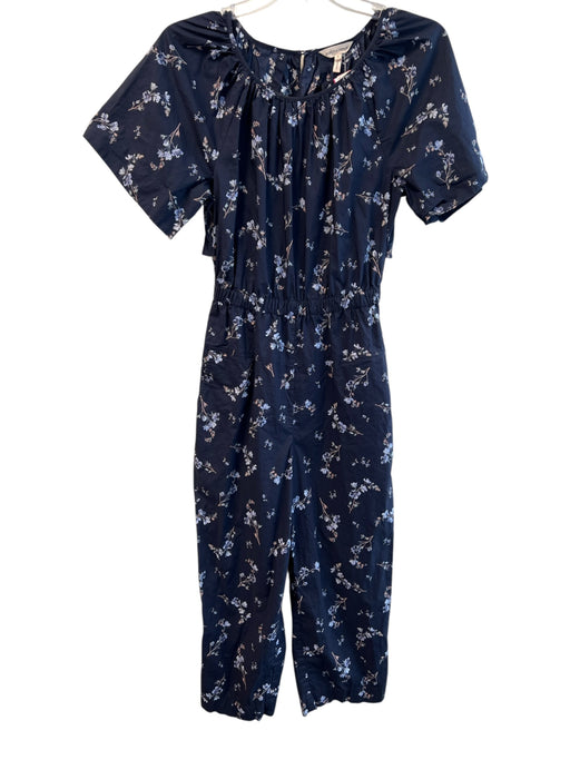 Rebecca Taylor Size 0 Navy Cotton Round Neck Short Sleeve Open Back Jumpsuit Navy / 0