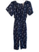 Rebecca Taylor Size 0 Navy Cotton Round Neck Short Sleeve Open Back Jumpsuit Navy / 0