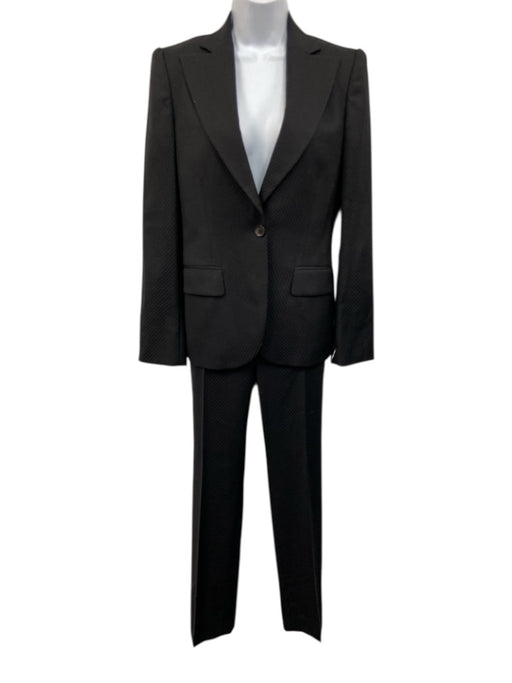 Gucci Size 40 Black Wool Blazer Stripe Low Rise Trouser Pants Set Black / 40