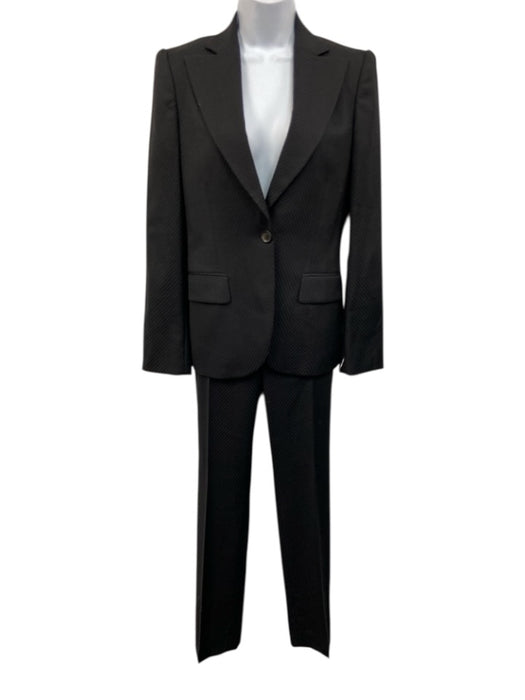 Gucci Size 40 Black Wool Blazer Stripe Low Rise Trouser Pants Set Black / 40