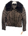 Andrew Marc Size M Brown Nylon Puffer Rabbit Fur Zip Up Goose Down Fill Jacket Brown / M