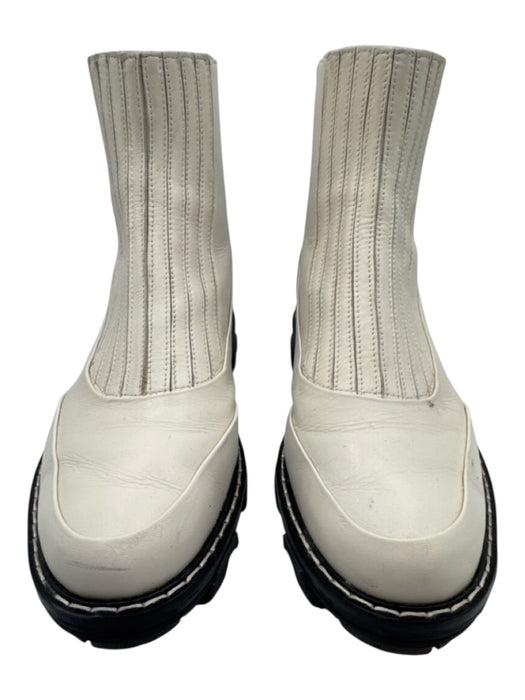 Rag & Bone Shoe Size 39.5 Cream Leather Stretch Block Heel Chelsea Boots Cream / 39.5
