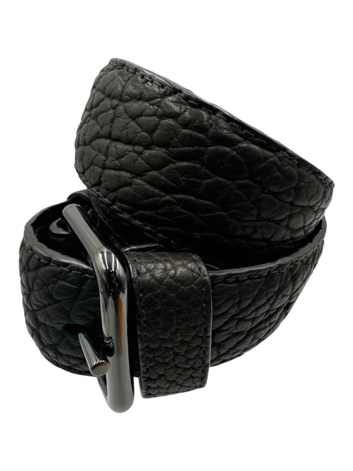 Parabellum Black Leather Grained Texture Gun metal hardware Belts Black / 36