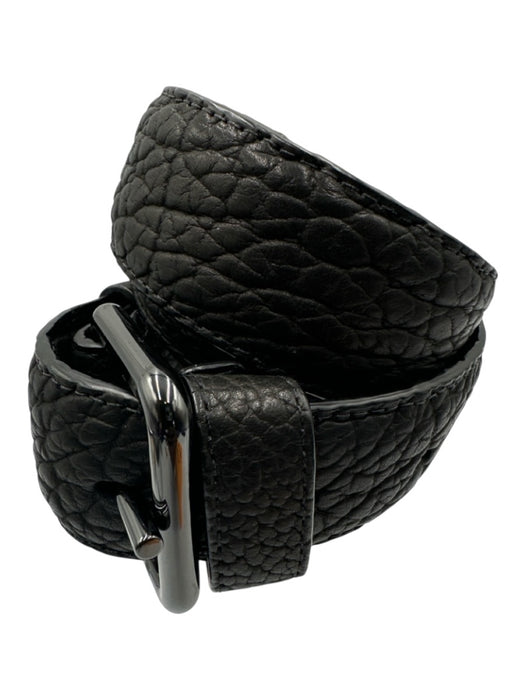 Parabellum Black Leather Grained Texture Gun metal hardware Belts Black / 36