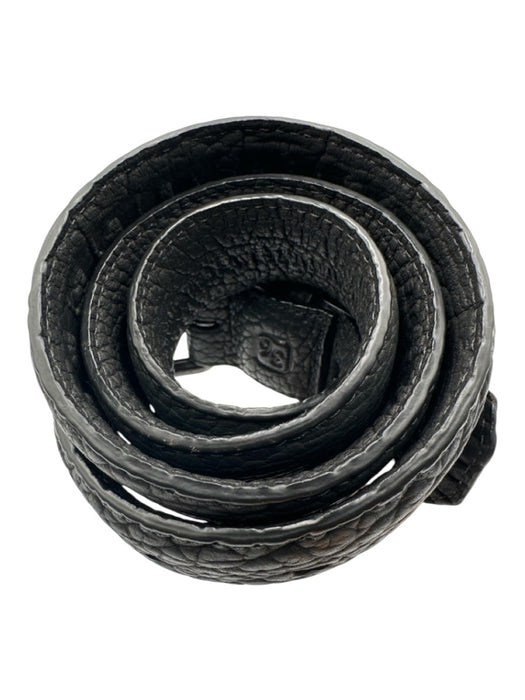 Parabellum Black Leather Grained Texture Gun metal hardware Belts Black / 36