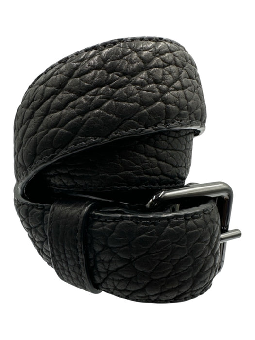 Parabellum Black Leather Grained Texture Gun metal hardware Belts Black / 36