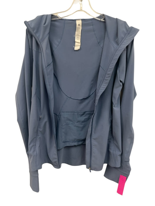 Lululemon Size 6 Dusty Blue Polyester Zip Front Zip Pocket Hood Athletic Top Dusty Blue / 6