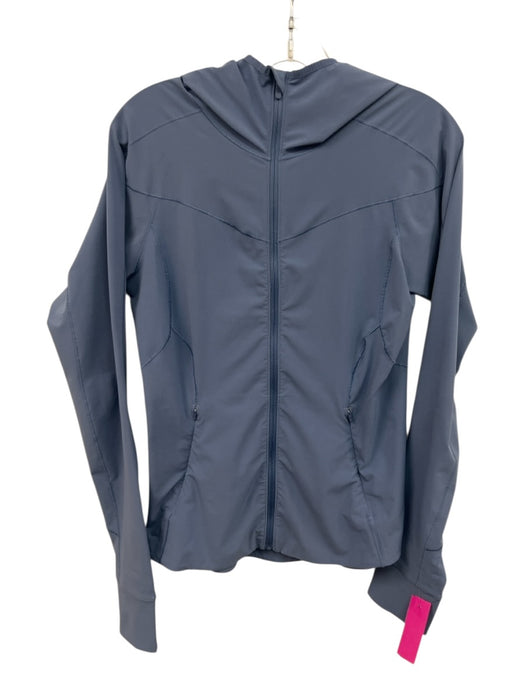 Lululemon Size 6 Dusty Blue Polyester Zip Front Zip Pocket Hood Athletic Top Dusty Blue / 6