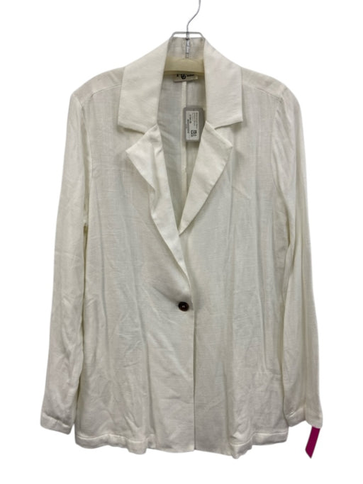 Show Me Your Mumu Size Medium Cream White Rayon Blend Long Sleeve Lapel Jacket Cream White / Medium